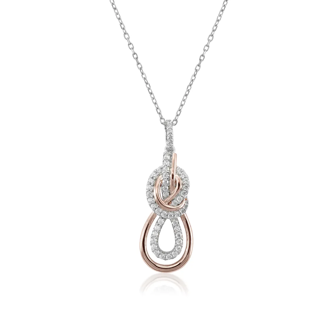 Colgantes Bicolor | LINEARGENT Collar bicolor en rosa y circonita blanca diseño entrelazado