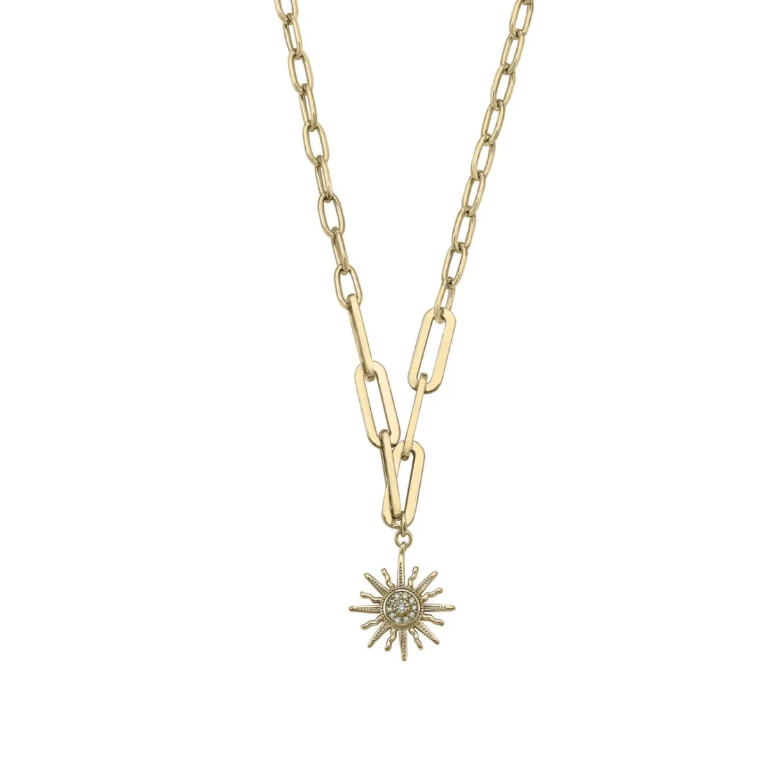Collar Cadena | LINEARGENT Collar cadena con charm de sol y circonitas