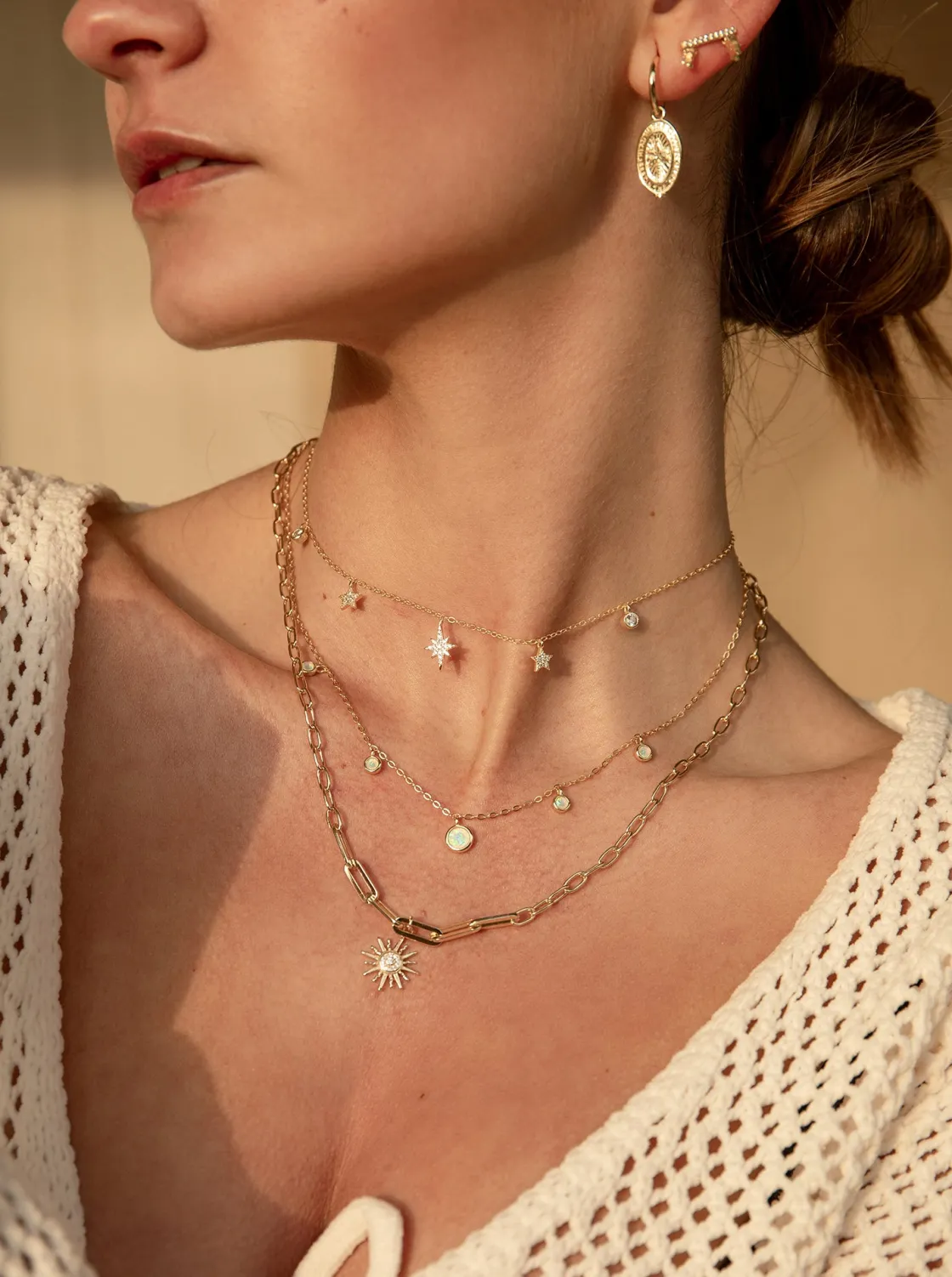 Collar Cadena | LINEARGENT Collar cadena con charm de sol y circonitas