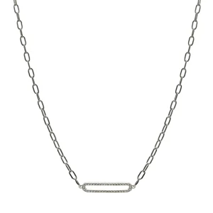 Collar Cadena | Collares Cortos | LINEARGENT Collar cadena de plata con link central de circonitas engastadas