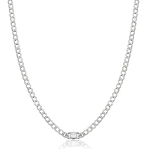 Collares Cortos | LINEARGENT Collar cadena de plata diseño eslabones con circonita