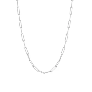 Collar Cadena | Collares Cortos | LINEARGENT Collar cadena de plata lisa diseño eslabones paper-clip