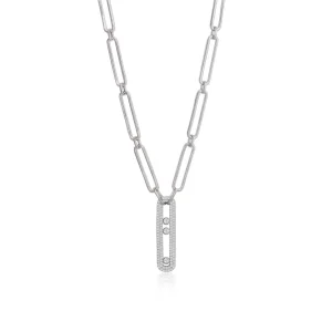 Collar Cadena | LINEARGENT Collar cadena diseño de pieza rectangular con circonitas