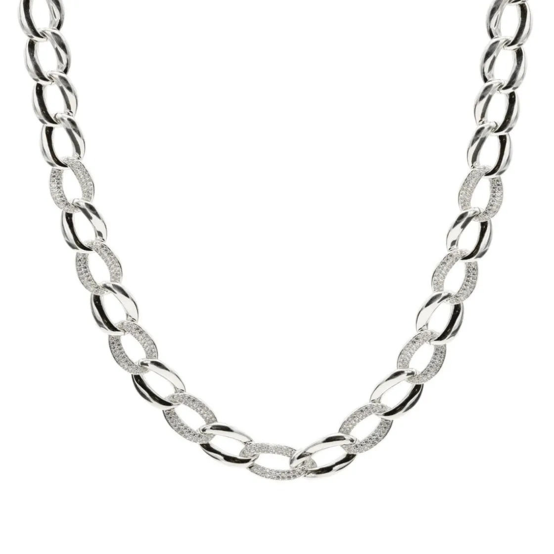 Collar Cadena | LINEARGENT Collar cadena plata diseño eslabones y circonitas