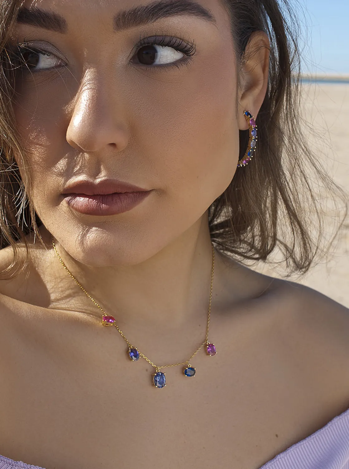Collares Con Piedras | LINEARGENT Collar con colgantes de piedras de colores.