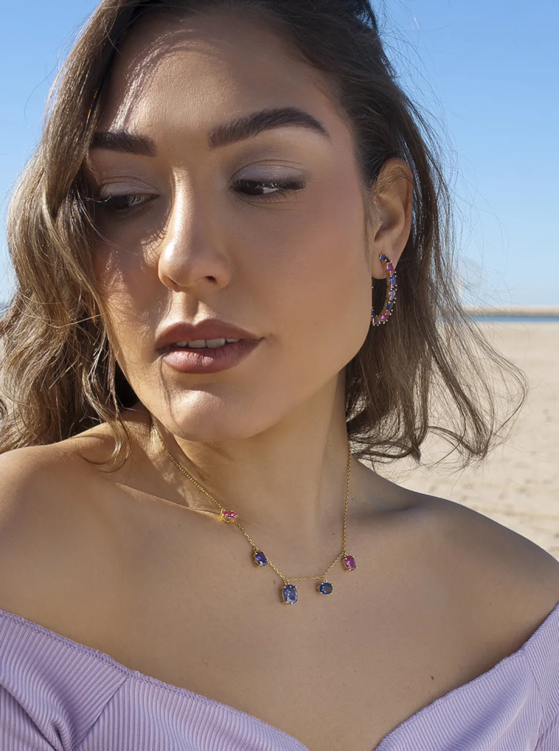 Collares Con Piedras | LINEARGENT Collar con colgantes de piedras de colores.