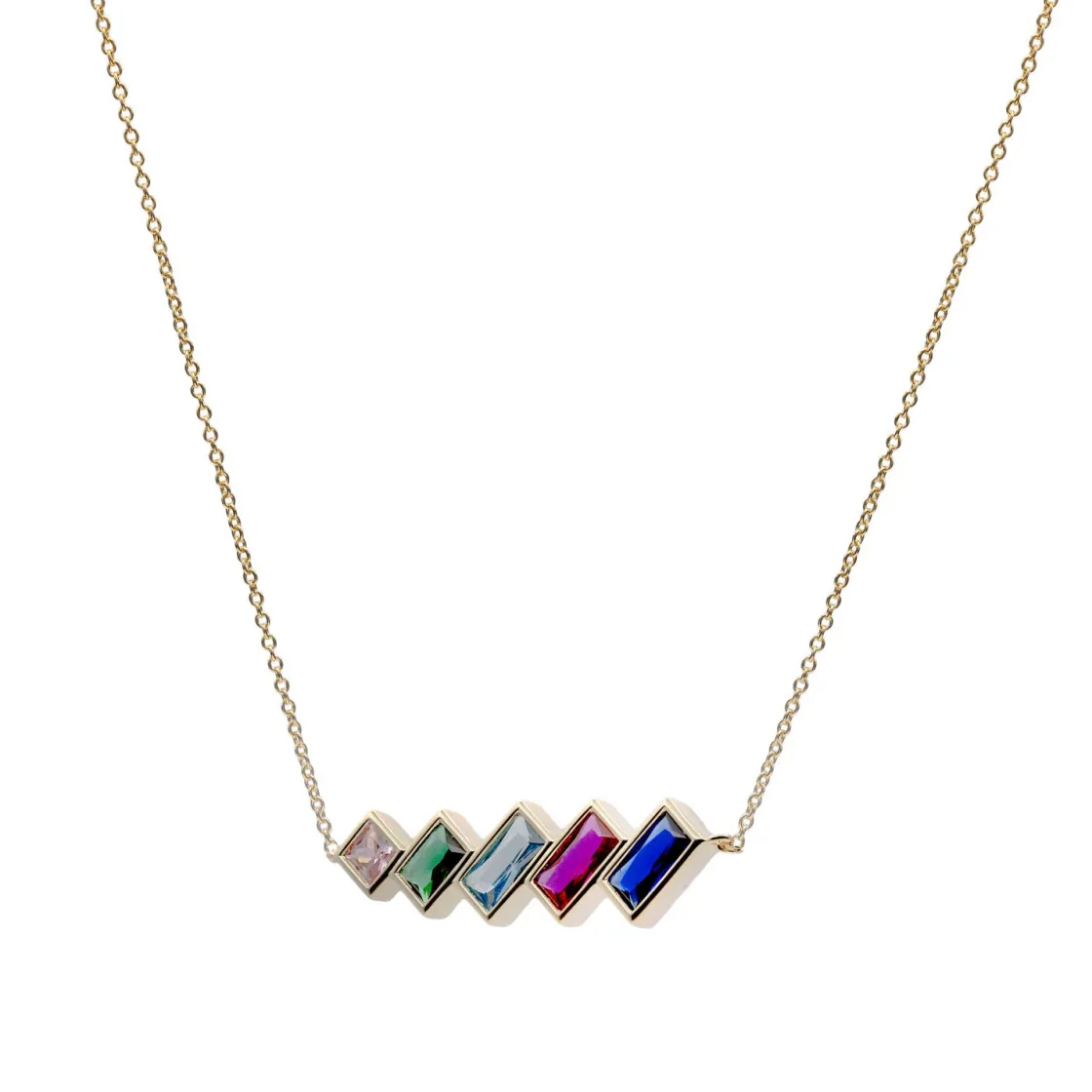 Collares Con Piedras | LINEARGENT Collar con gemas multicolor de diferentes tamaños.