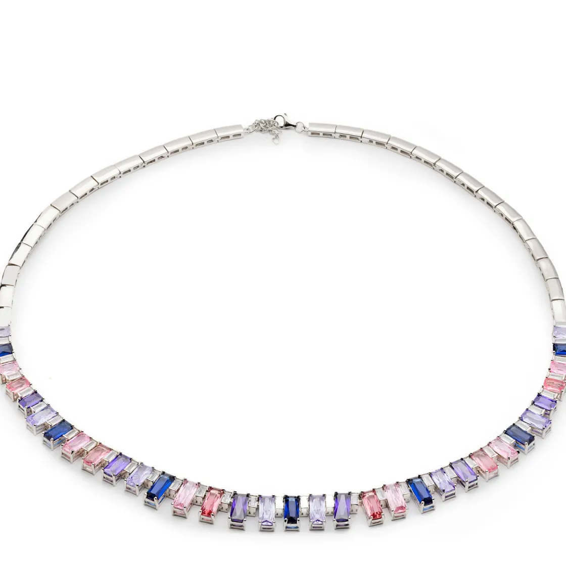 Collares Con Piedras | LINEARGENT Collar con piedras en talla esmeralda multicolor.