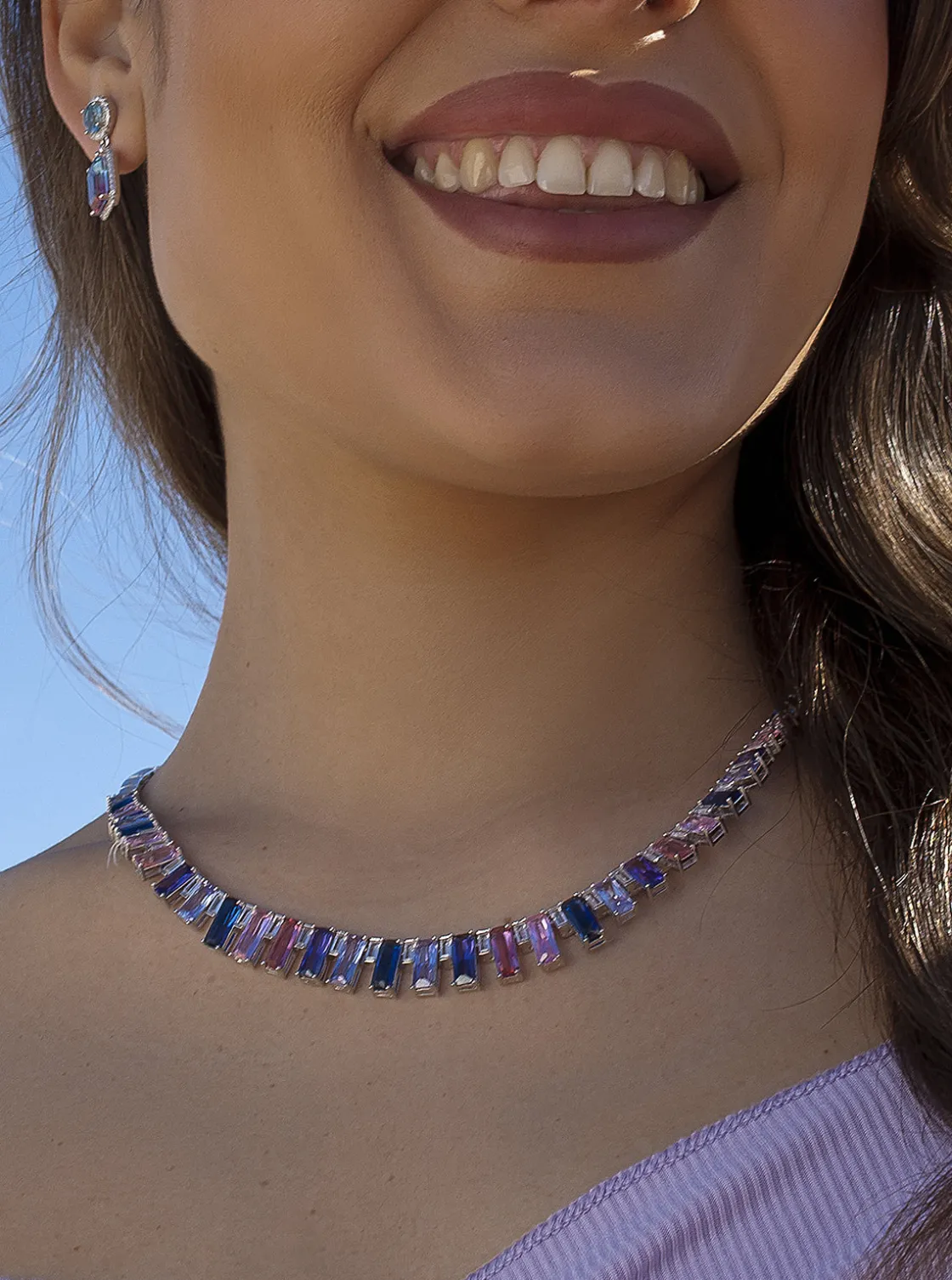 Collares Con Piedras | LINEARGENT Collar con piedras en talla esmeralda multicolor.