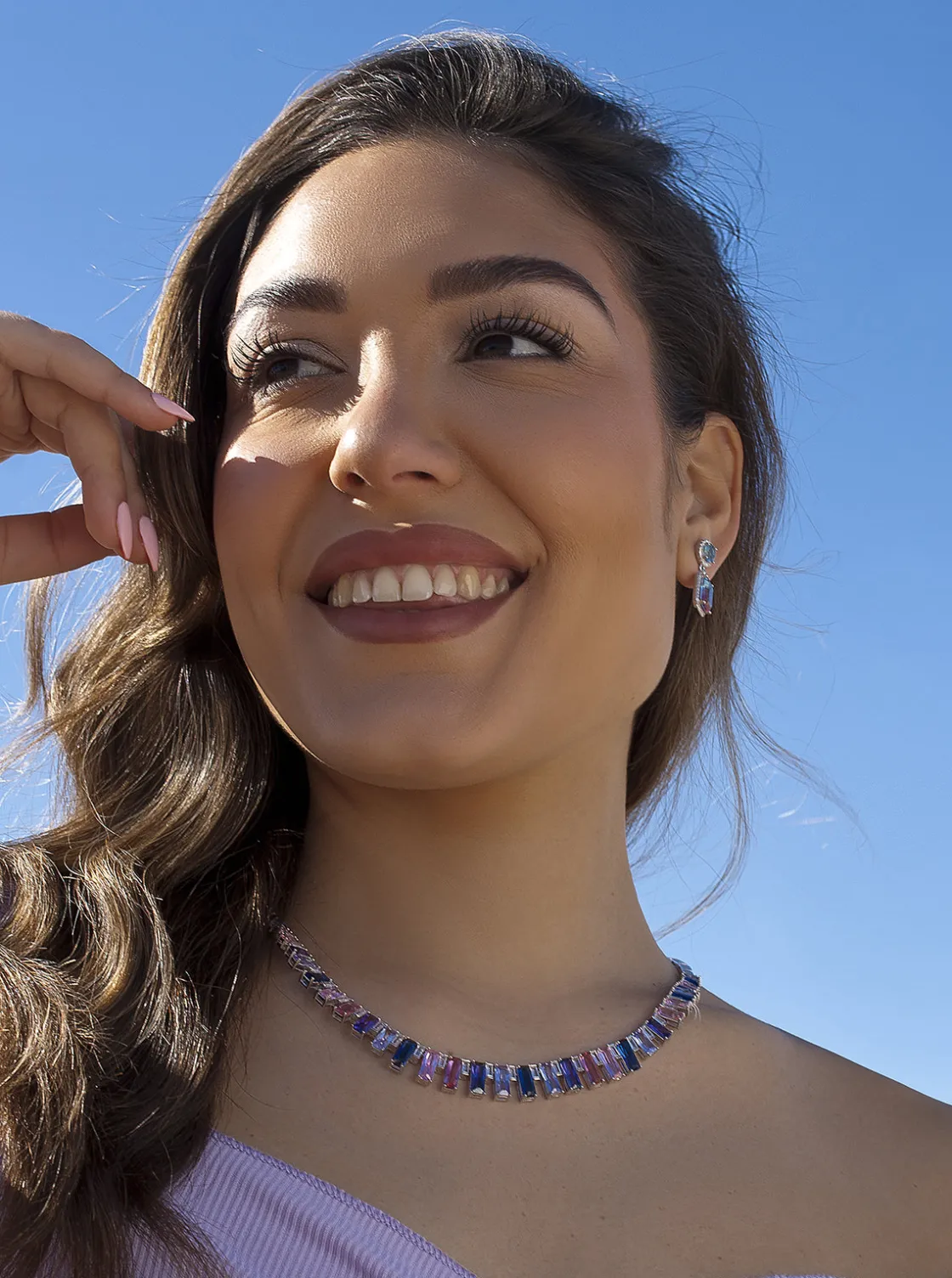 Collares Con Piedras | LINEARGENT Collar con piedras en talla esmeralda multicolor.