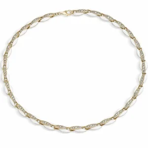 Collares Cortos | LINEARGENT Collar esmalte en plata diseño concha blanco