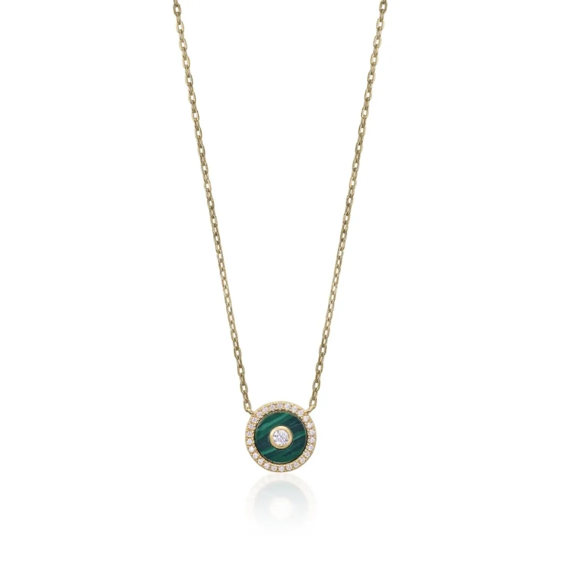 Collar Medalla | LINEARGENT Collar medalla con motivo central de malaquita y circonita