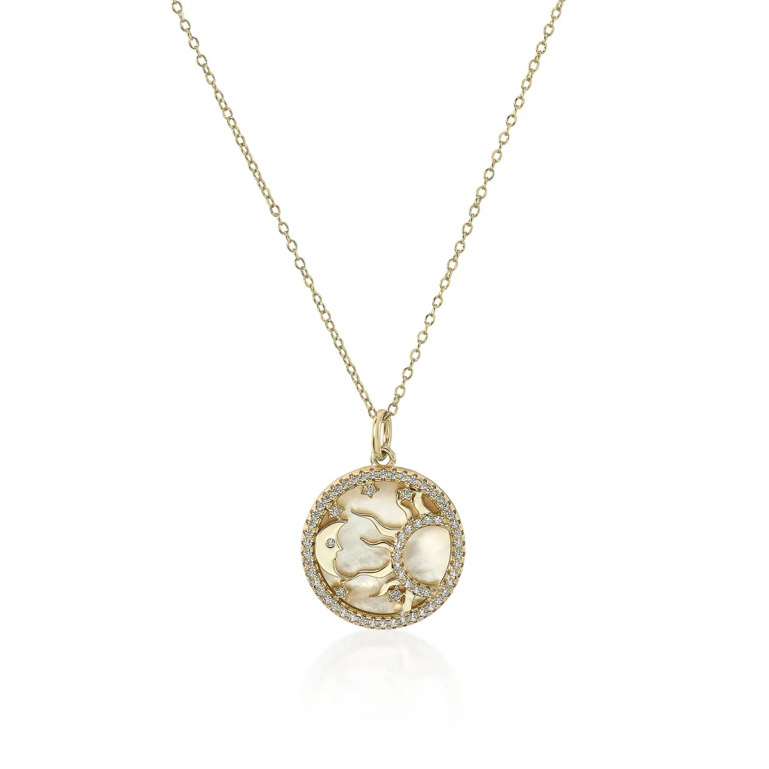 Collar Medalla | LINEARGENT Collar medalla diseño sol y luna con ópalo y circonitas