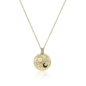 Collar Medalla | LINEARGENT Collar medalla diseño universo con detalle de circonitas