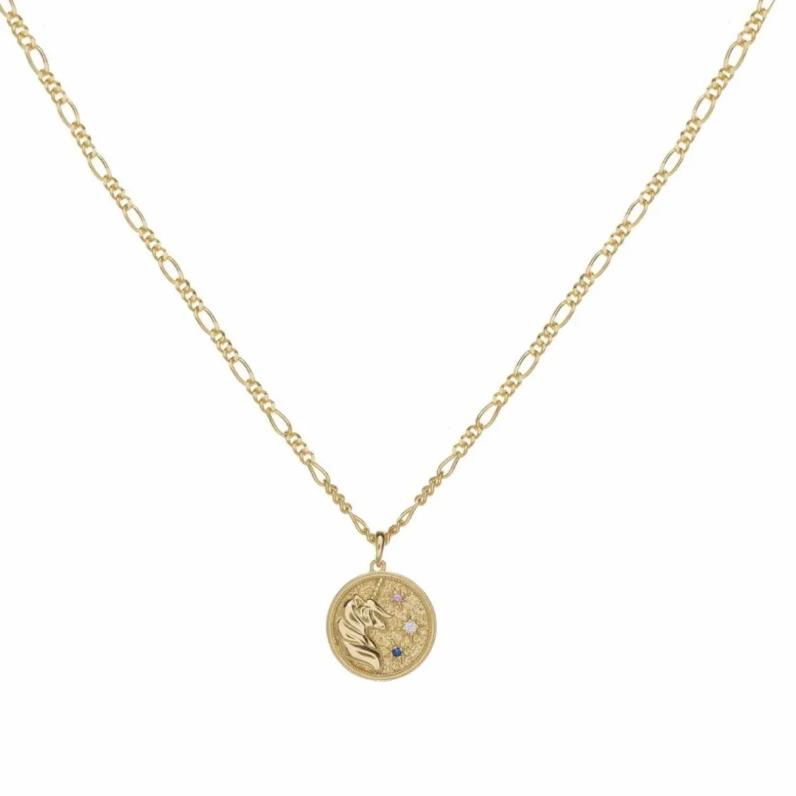 Collar Medalla | LINEARGENT Collar medalla en plata dorada diseño unicornio
