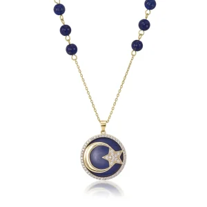 Collar Medalla | LINEARGENT Collar medalla motivo cental diseño luna y estrella con circonitas