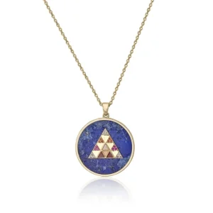 Collares Con Piedras | Collar Medalla | LINEARGENT Collar medalla motivo piramide lapislzuli y circonitas