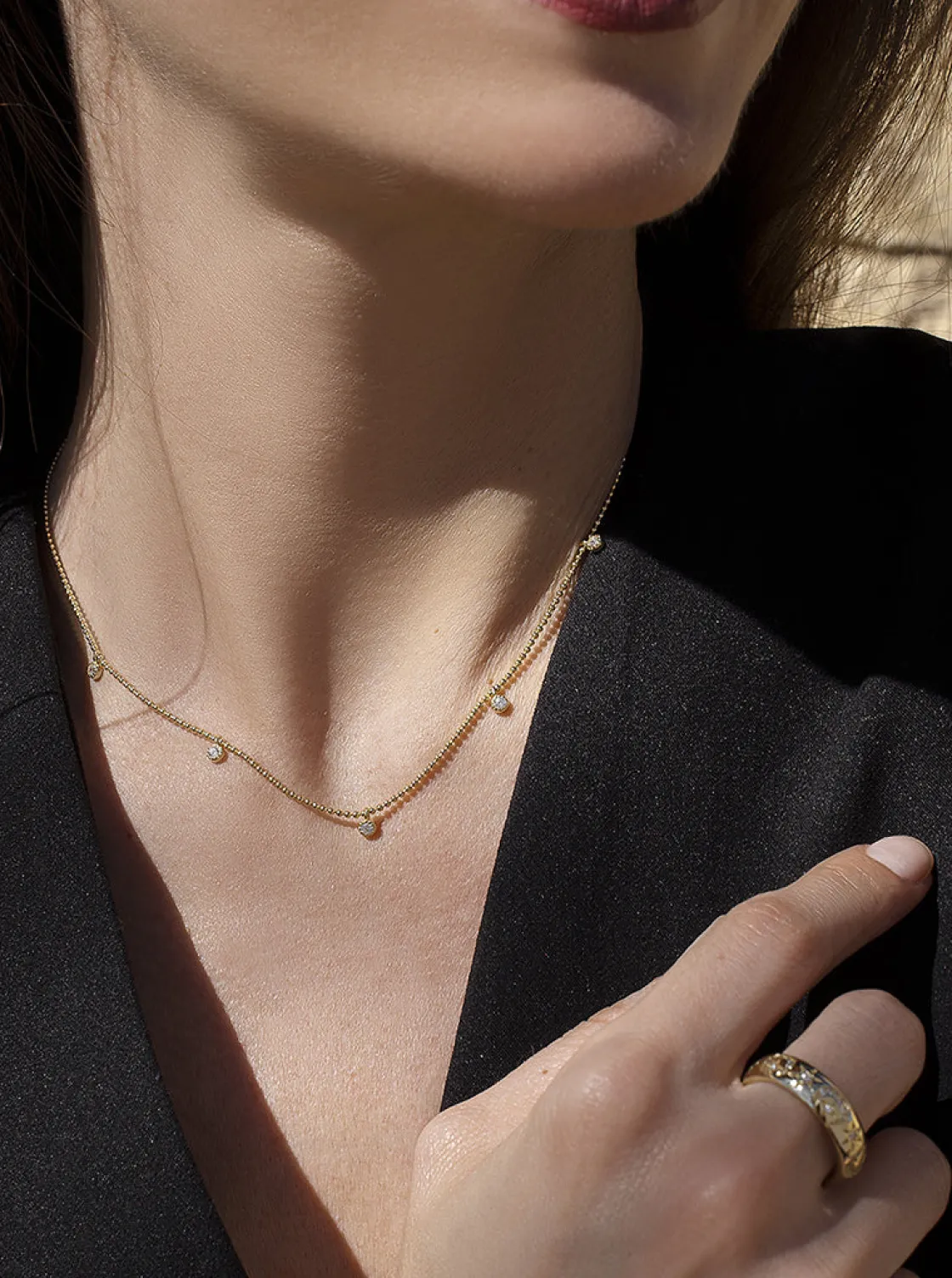 Collares Con Mini Colgantes | LINEARGENT Collares con colgantes de plata bañada en oro con circonitas y cadena de bolas