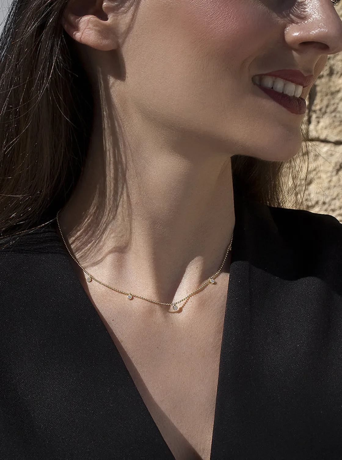 Collares Con Mini Colgantes | LINEARGENT Collares con colgantes de plata bañada en oro con circonitas y cadena de bolas