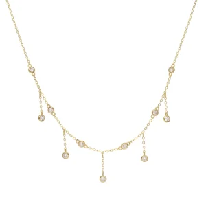 Collares Con Mini Colgantes | Collares Cortos | LINEARGENT Collares con colgantes de plata con diseño de cascada de circonitas dorado