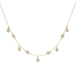 Collares Con Mini Colgantes | Collares Cortos | LINEARGENT Collares con colgantes de plata con diseño de lágrimas de circonita dorado