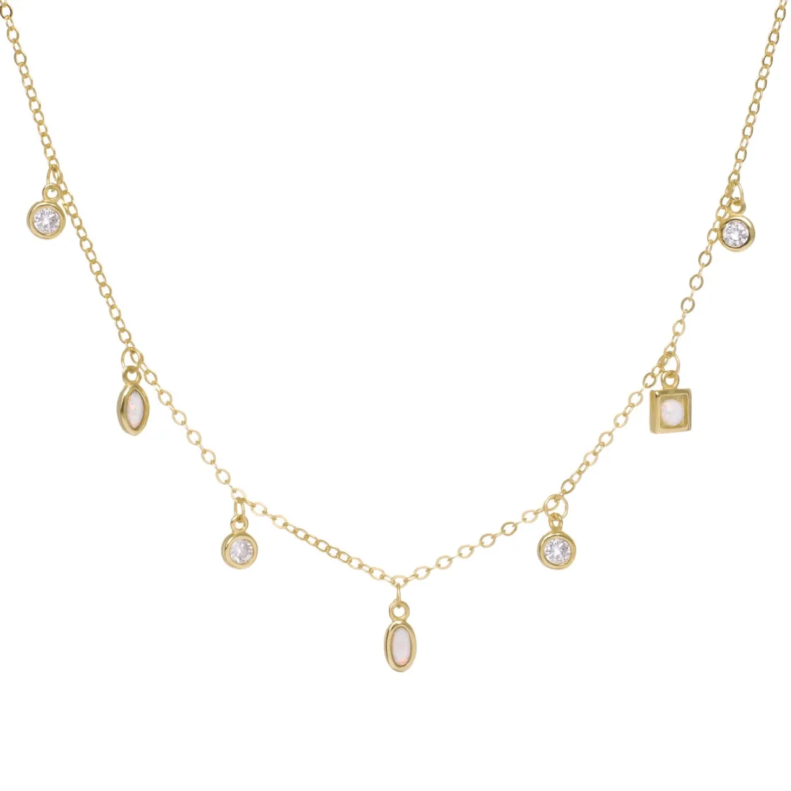 Collares Con Mini Colgantes | LINEARGENT Collares con colgantes de plata con diseño de ópalo en diferentes tallas