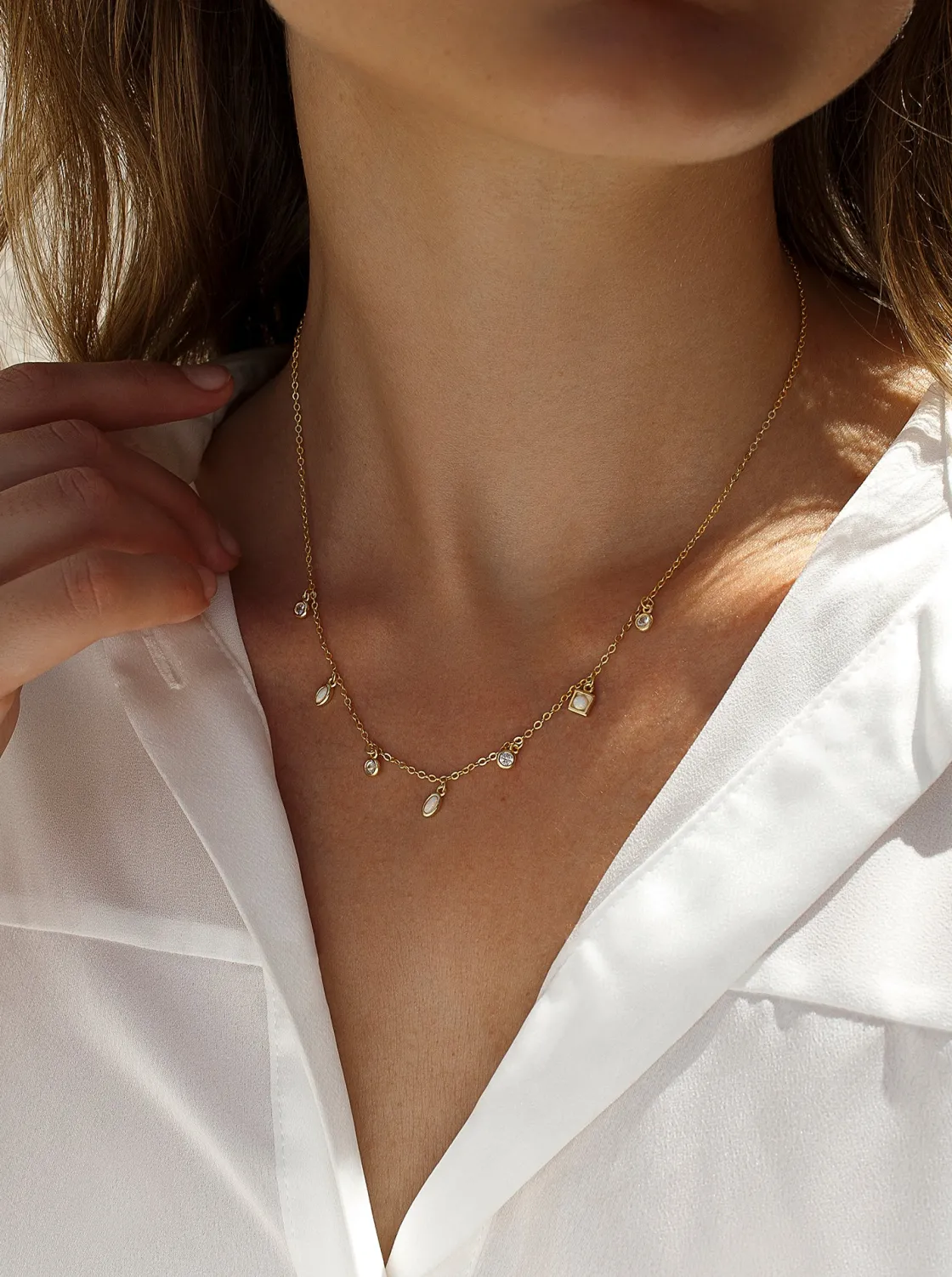 Collares Con Mini Colgantes | LINEARGENT Collares con colgantes de plata con diseño de ópalo en diferentes tallas