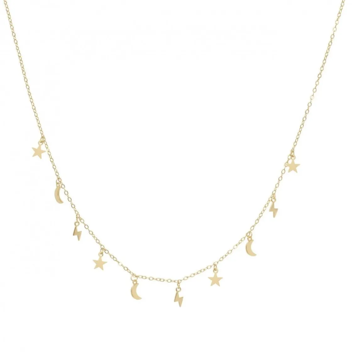 Collares Con Mini Colgantes | Collares Cortos | LINEARGENT Collares con colgantes de plata diseño astral dorado de luna estrella rayo