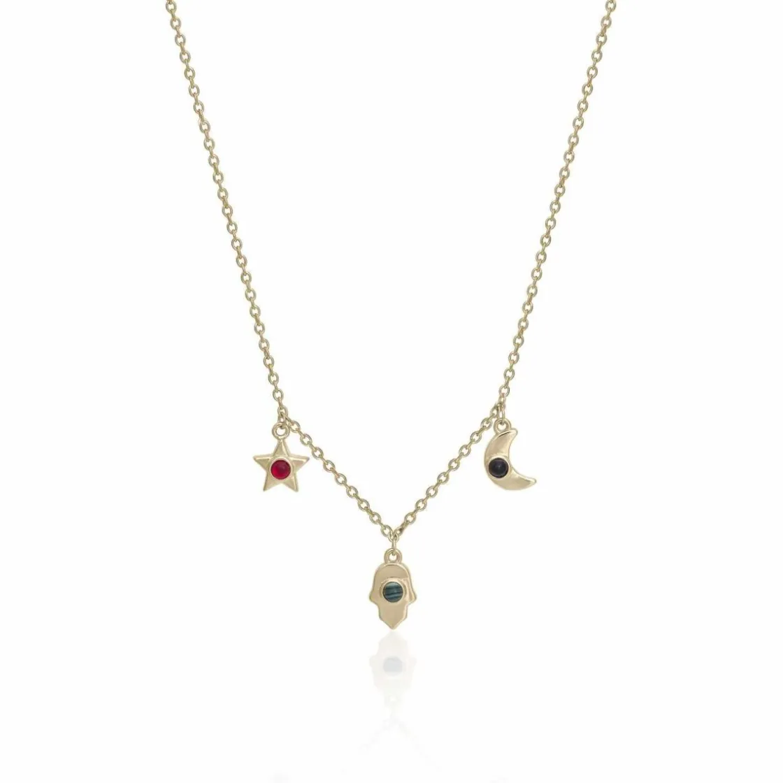 Collares Con Mini Colgantes | LINEARGENT Collares con colgantes de plata dorado triple motivo