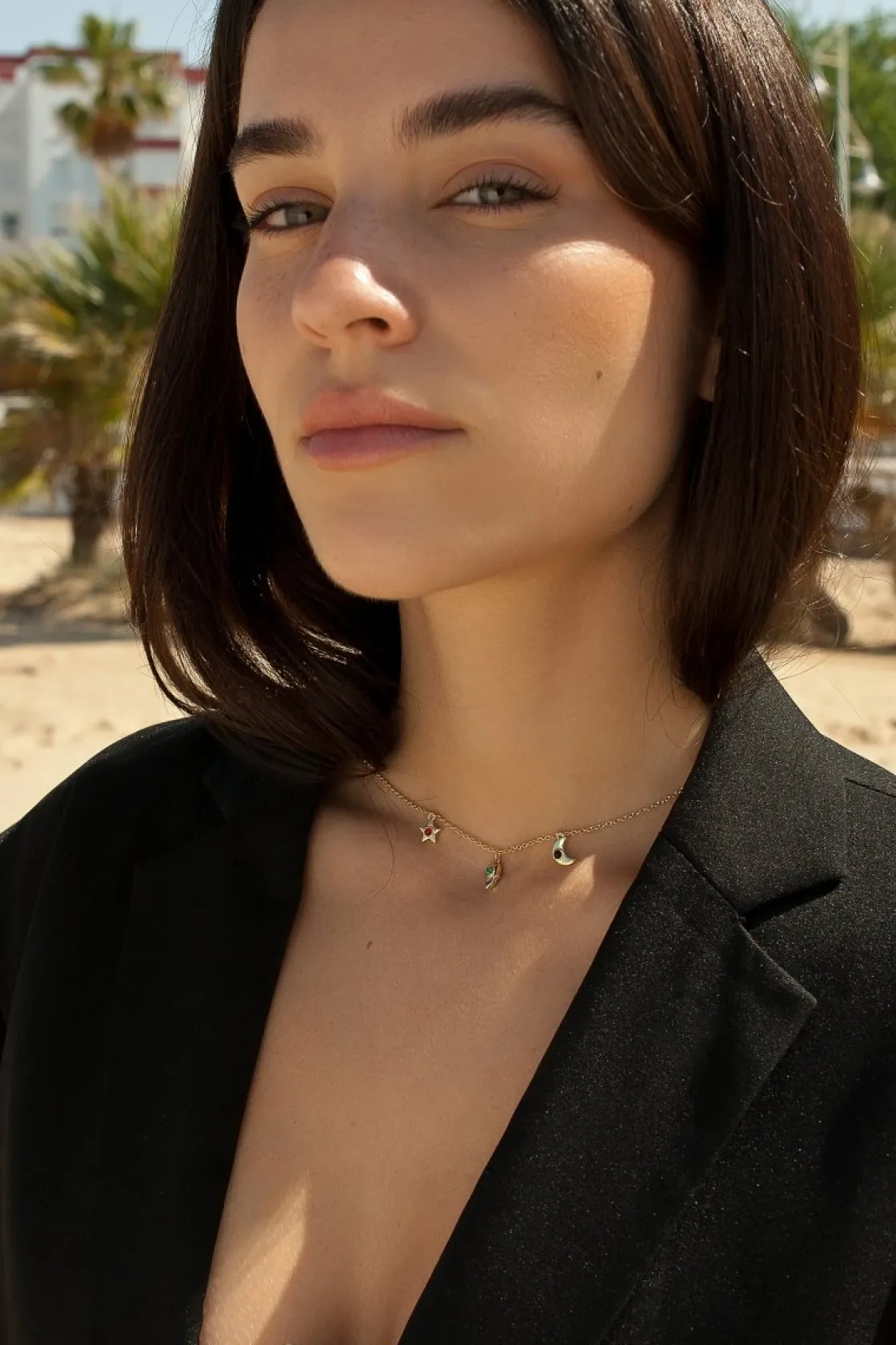 Collares Con Mini Colgantes | LINEARGENT Collares con colgantes de plata dorado triple motivo