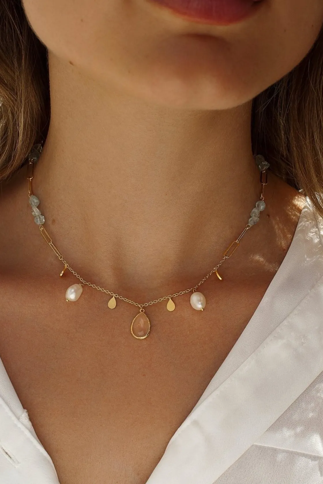 Collares Con Mini Colgantes | LINEARGENT Collares con colgantes diseño de perlas gemas y eslabones
