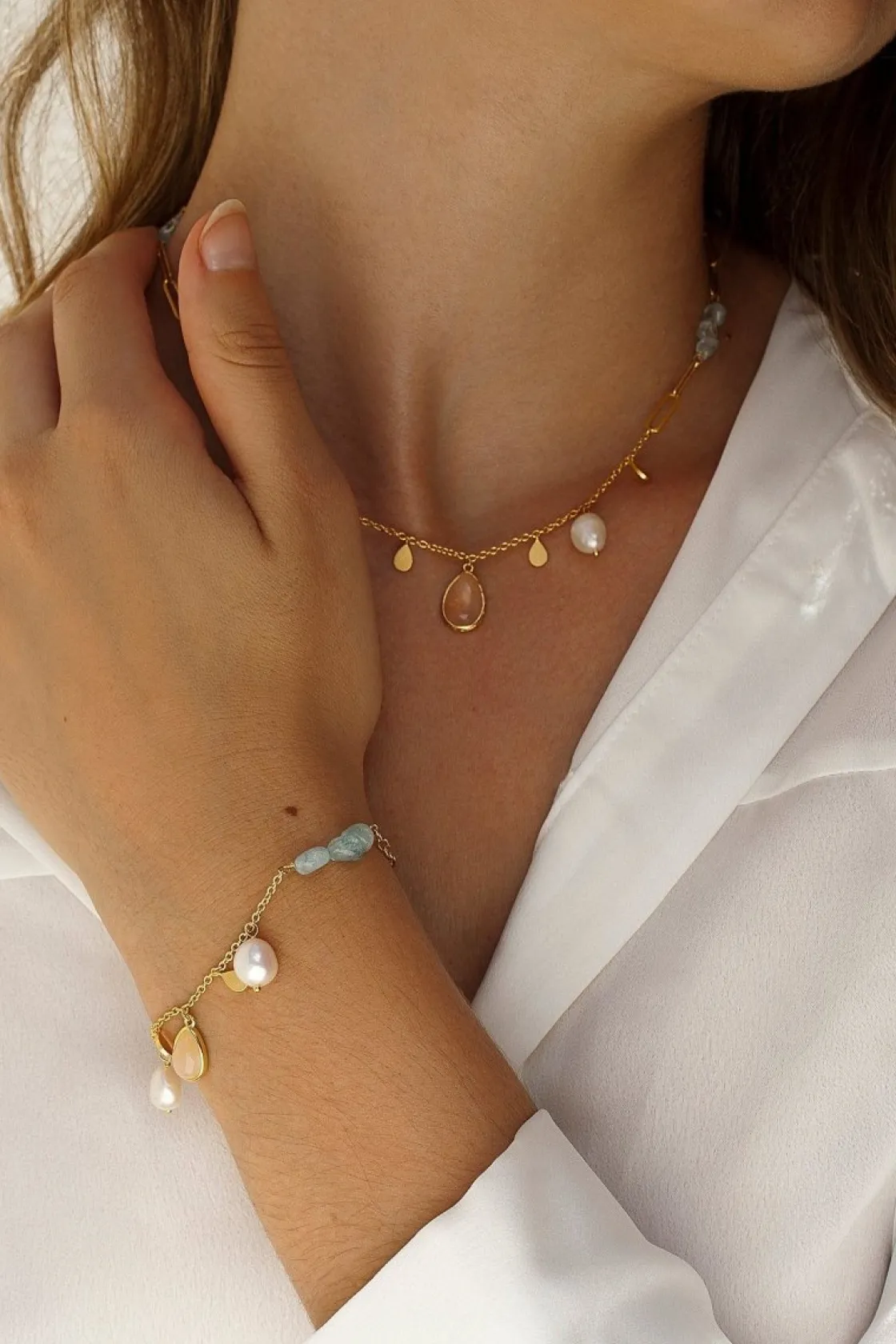Collares Con Mini Colgantes | LINEARGENT Collares con colgantes diseño de perlas gemas y eslabones
