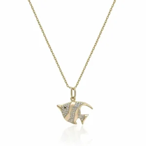 Colgante Brillante | LINEARGENT Collares con colgantes diseño de pez con circonitas