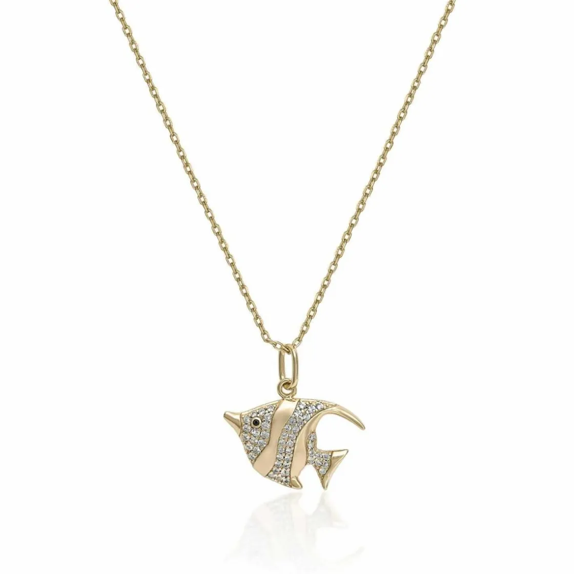 Colgante Brillante | LINEARGENT Collares con colgantes diseño de pez con circonitas