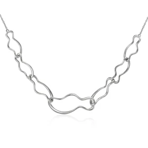 Collar Cadena | LINEARGENT Collares con colgantes diseño eslavones irregulares en plata lisa