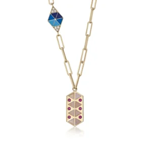 Collares Con Piedras | LINEARGENT Collares con colgantes diseño paperclip con esmalte