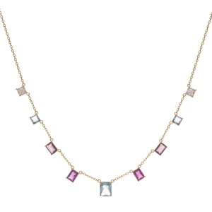 Collares Con Piedras | LINEARGENT Collares con colgantes diseño piedras en tonos rosados
