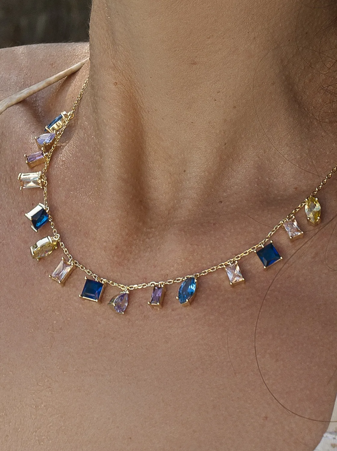 Collares Con Piedras | Collares Cortos | LINEARGENT Collares con colgantes diseño piedras multicolores