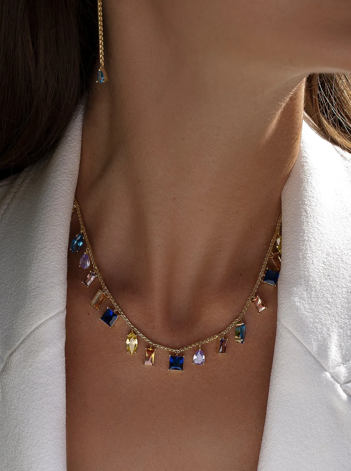 Collares Con Piedras | Collares Cortos | LINEARGENT Collares con colgantes diseño piedras multicolores