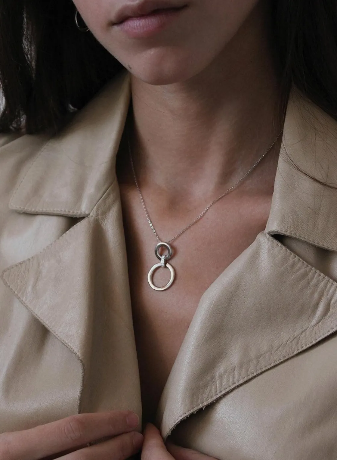 Colgante Brillante | LINEARGENT Collares con colgantes doble diseño circular