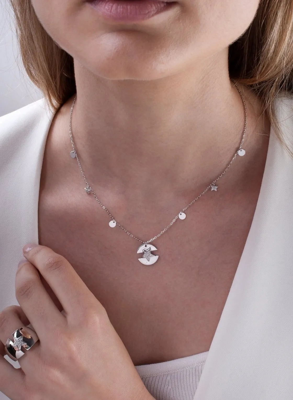 Collares Con Mini Colgantes | LINEARGENT Collares con colgantes en plata diseño estrella
