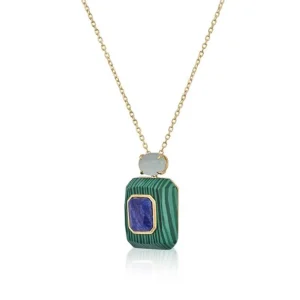 Collares Con Piedras | LINEARGENT Collares con colgantes en tonos verdes y motivo central con piedra en azul marino