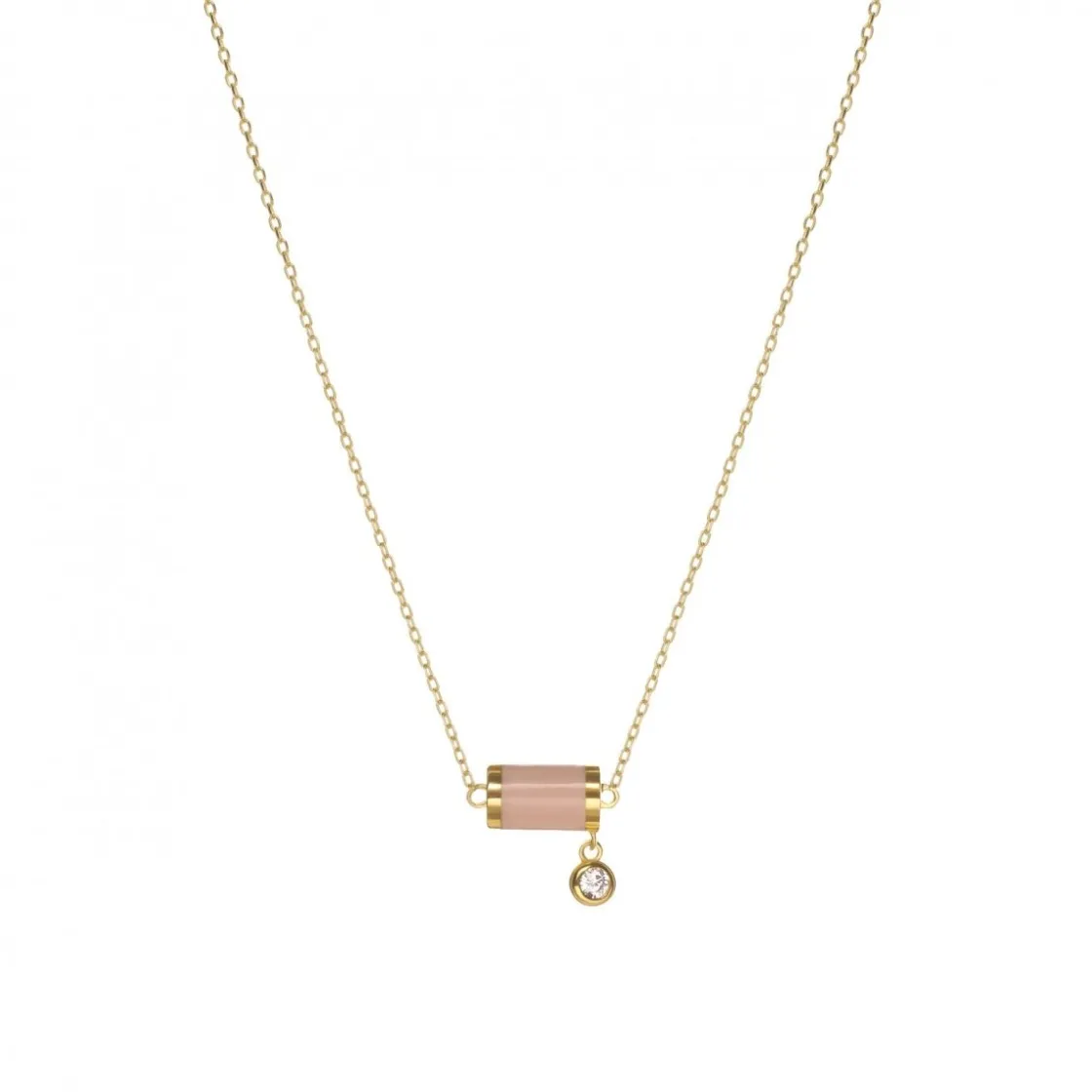 Collares Cortos | LINEARGENT Collares con colgantes motivo central en tono rosa y circonita a modo de charm