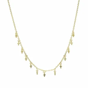 Collares Con Mini Colgantes | Collares Cortos | LINEARGENT Collares con colgantes plata baño en oro diseño cruz