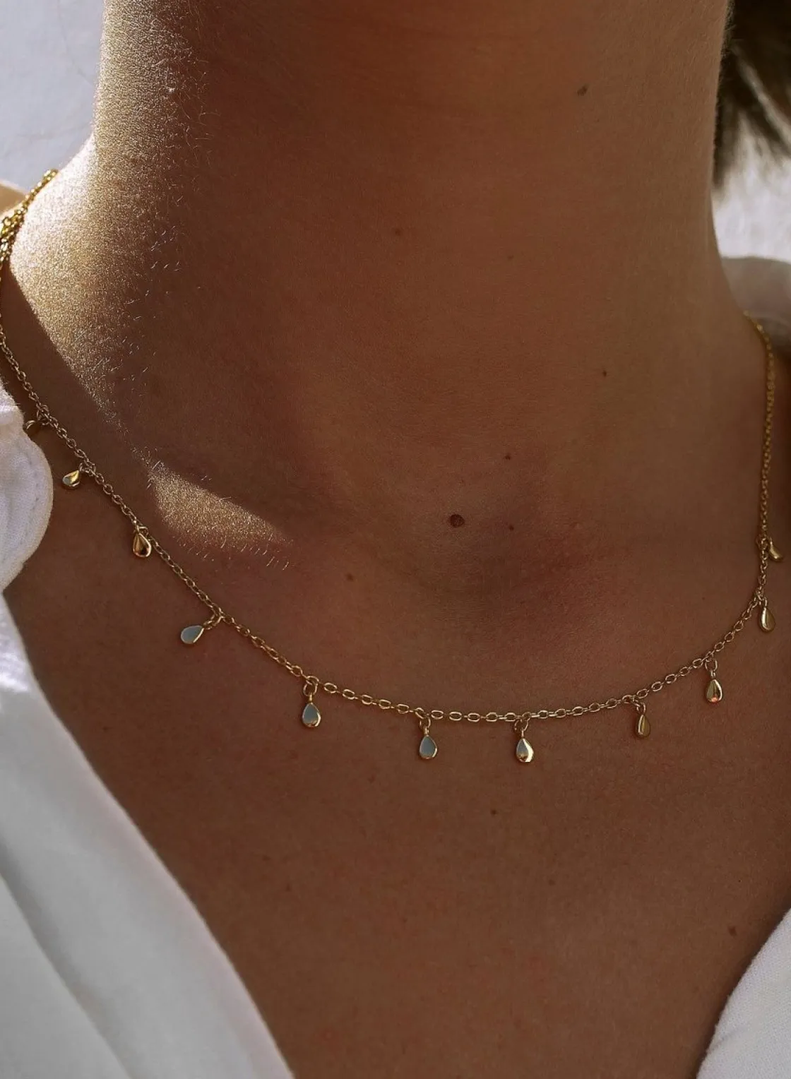 Collares Con Mini Colgantes | Collares Cortos | LINEARGENT Collares con colgantes plata baño en oro diseño lágrimas
