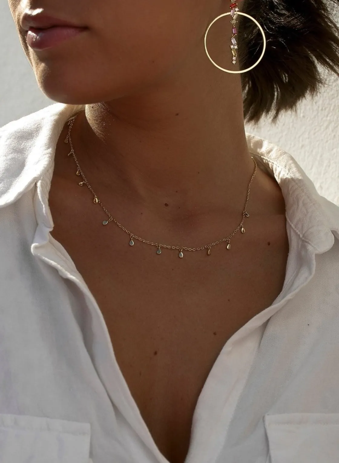 Collares Con Mini Colgantes | Collares Cortos | LINEARGENT Collares con colgantes plata baño en oro diseño lágrimas
