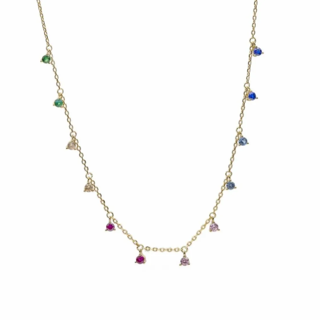 Collares Con Piedras | Collares Con Mini Colgantes | LINEARGENT Collares con colgantes plata baño oro diseño multicolor