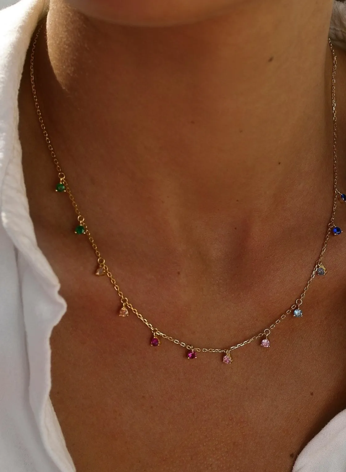 Collares Con Piedras | Collares Con Mini Colgantes | LINEARGENT Collares con colgantes plata baño oro diseño multicolor