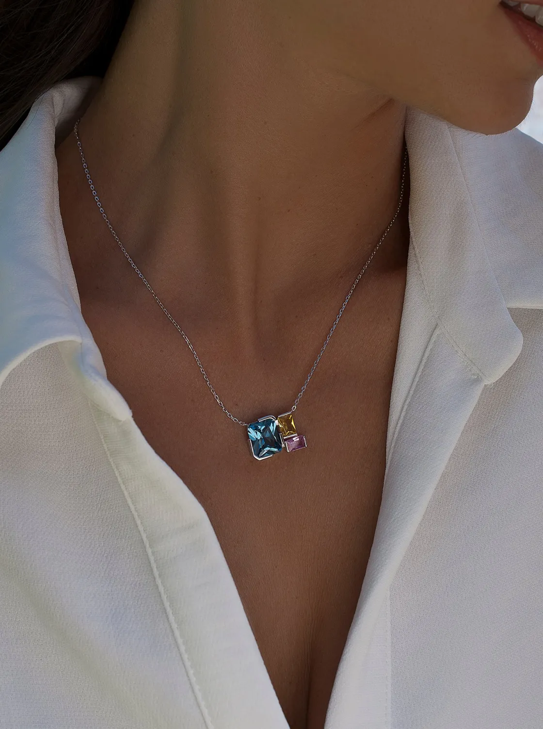 Collares Con Piedras | LINEARGENT Collares con piedras de colores talla esmeralda