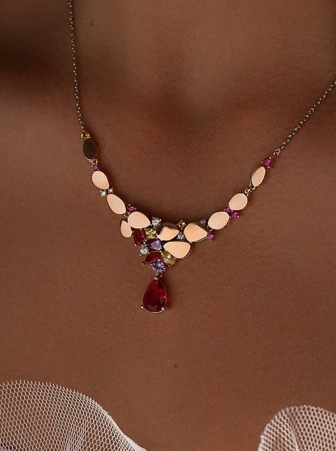 Collares Con Piedras | LINEARGENT Collares con piedras de colores combinados con plata rosé